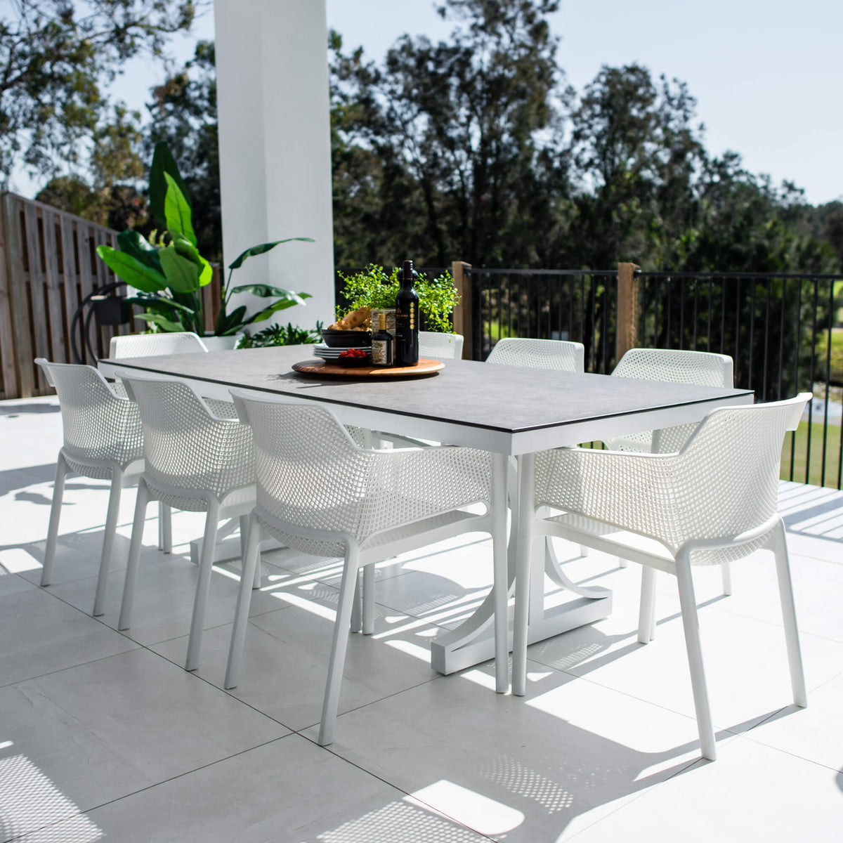 Nero Chester Moon - 9pce (215x100) - Outdoor Dining Set