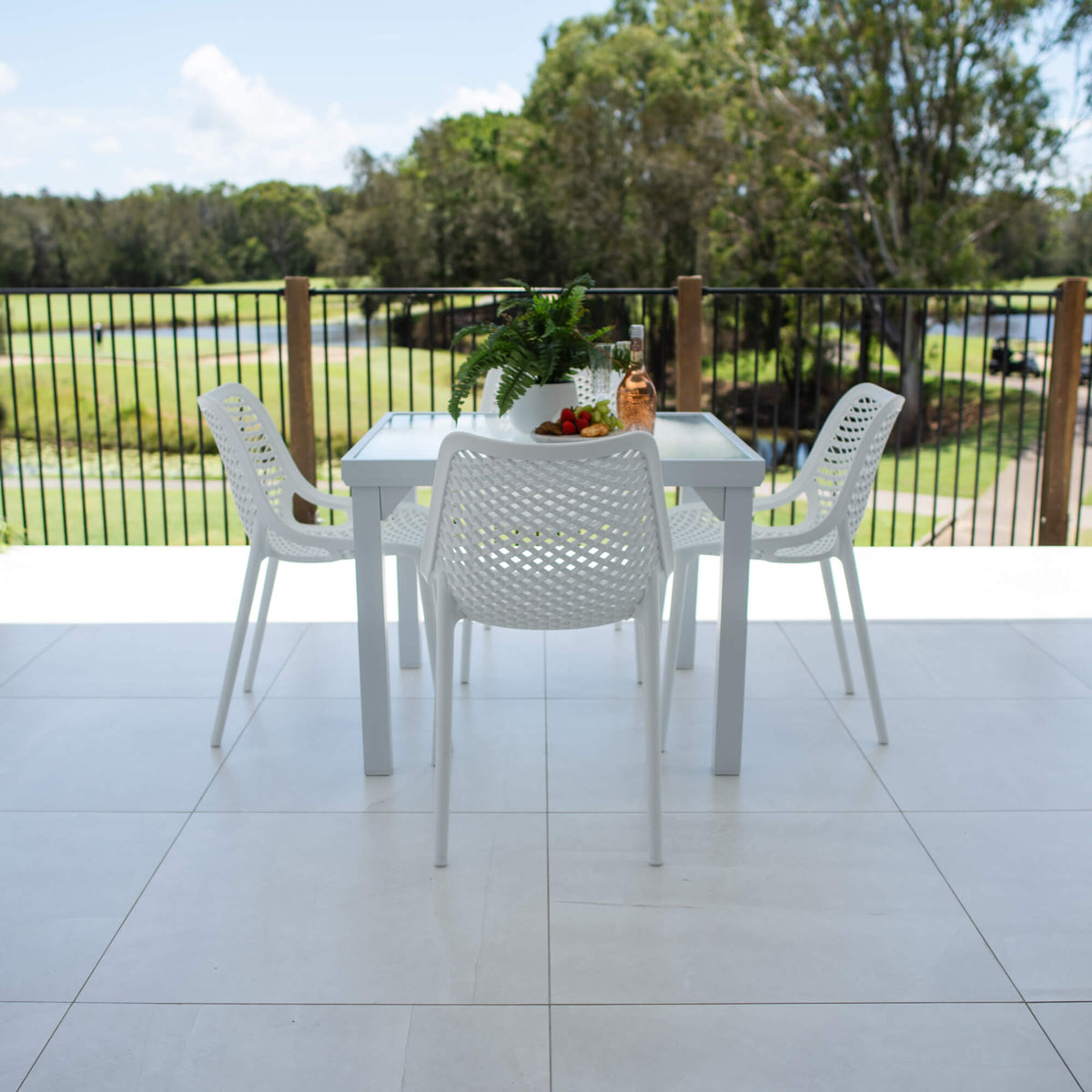 Roma Hudson - 5pce (90x90) - White Outdoor Dining Set
