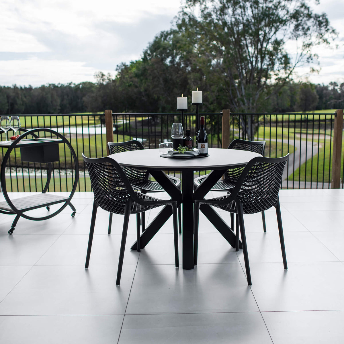 Roma Malibu Round - 5pce (120x120) - Outdoor Dining Set