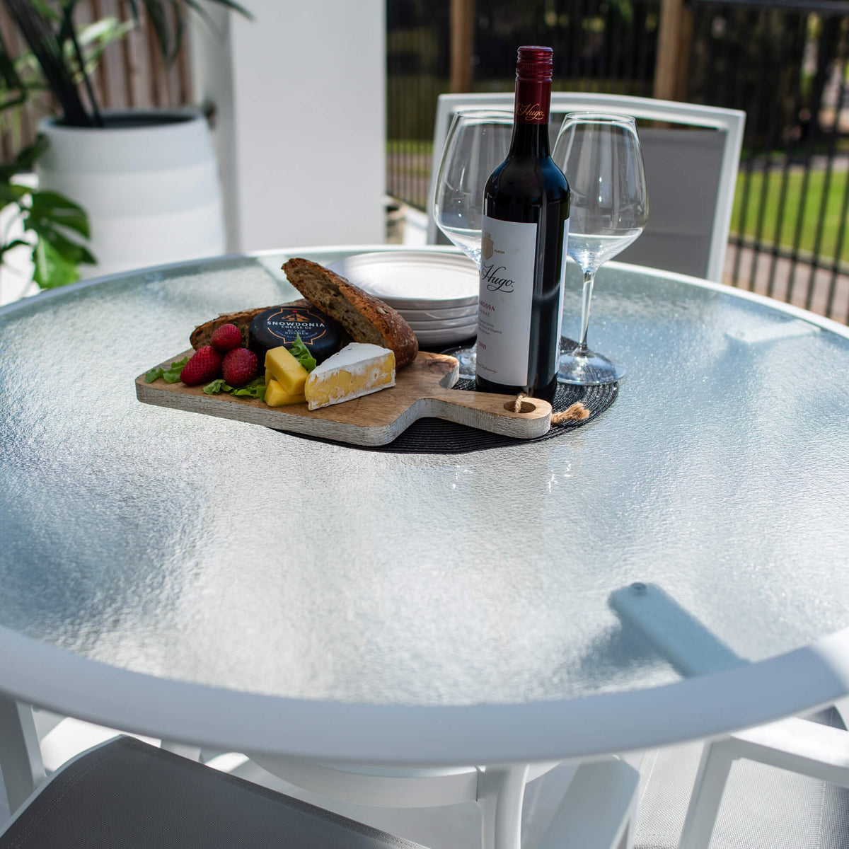 Shelby Coventry - 5pce (105x105) - White/Grey Outdoor Dining Set