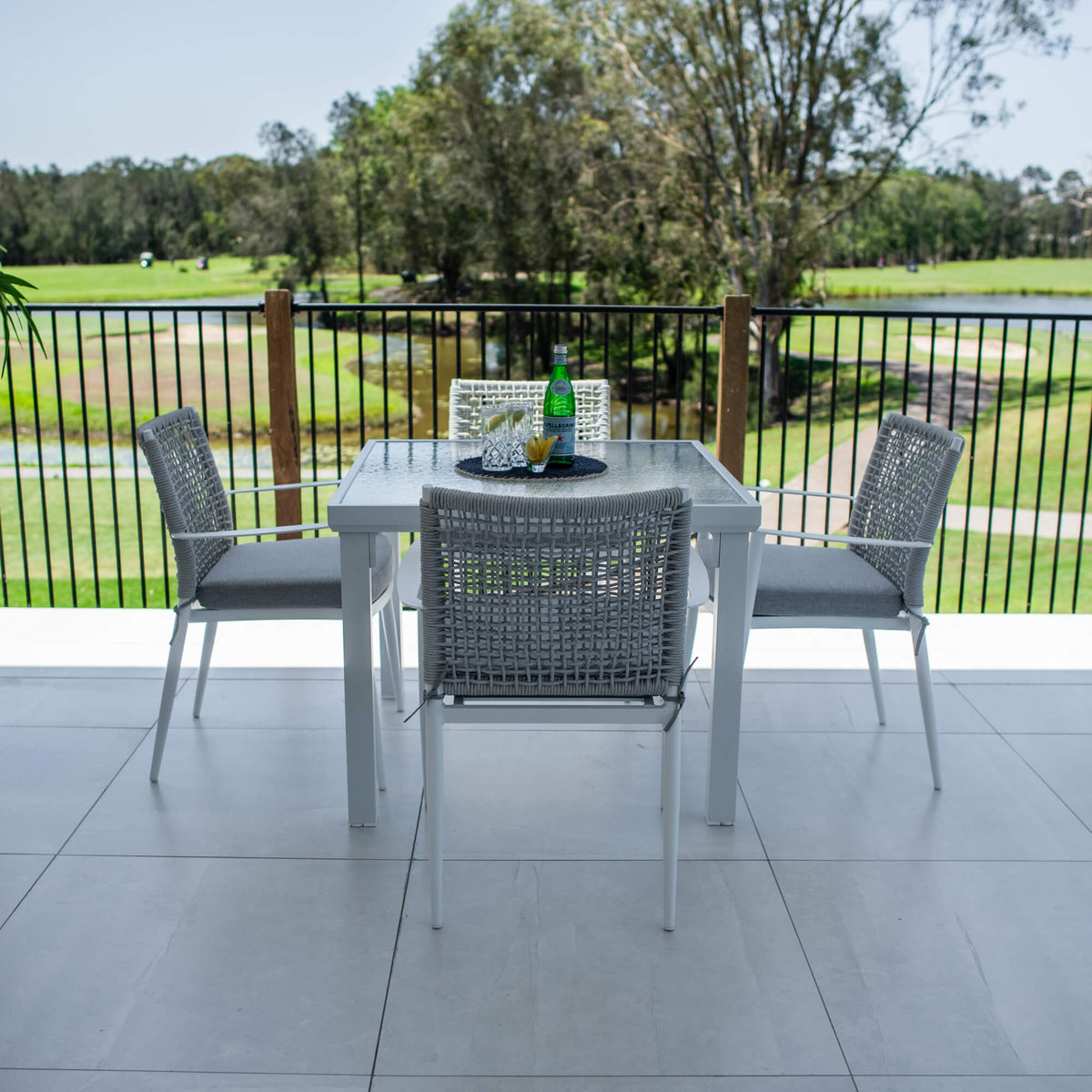 Vienna Rope Hudson - 5pce (90x90) - White/Grey Outdoor Dining Set