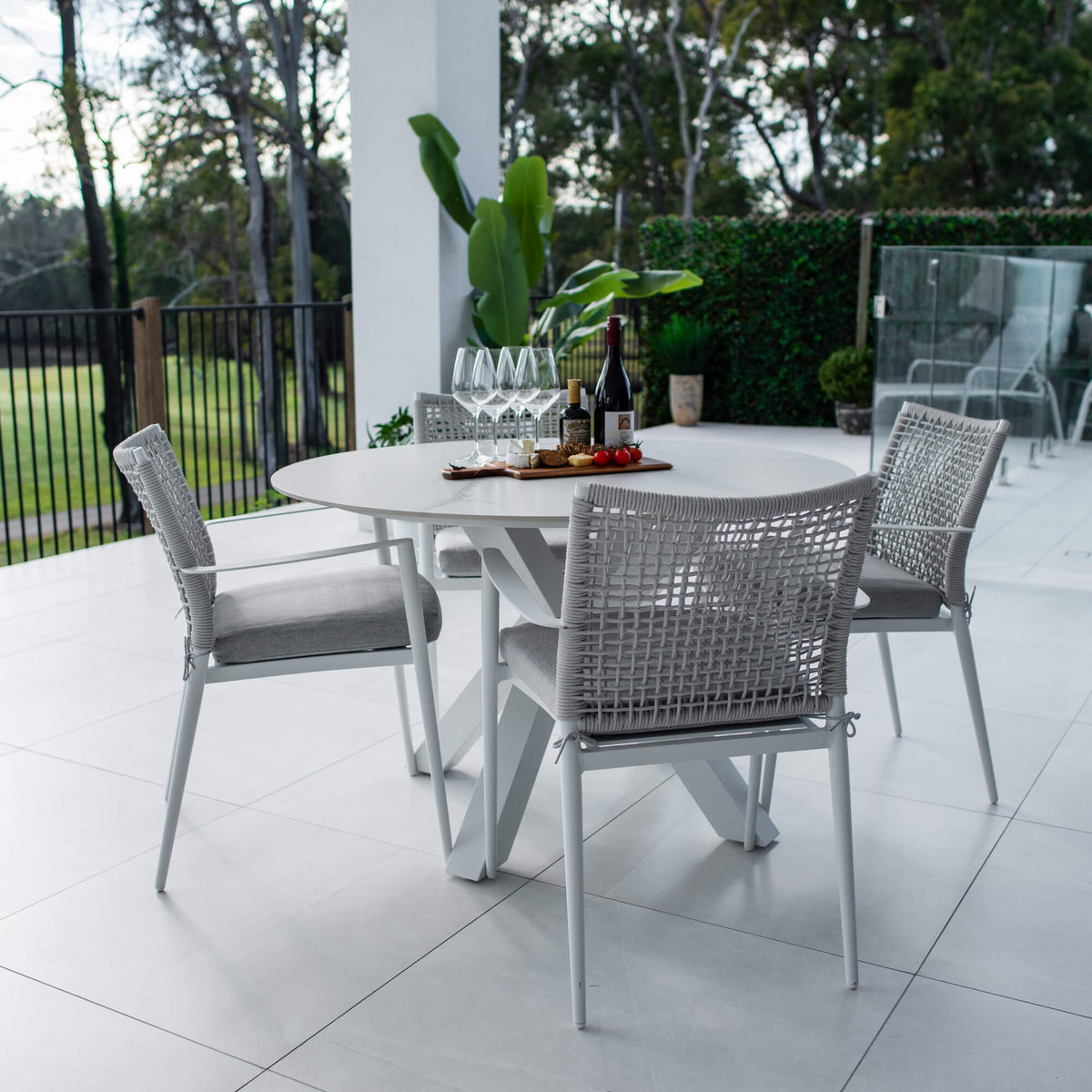 Vienna Rope Malibu Round - 5pce (120x120) - Outdoor Dining Set