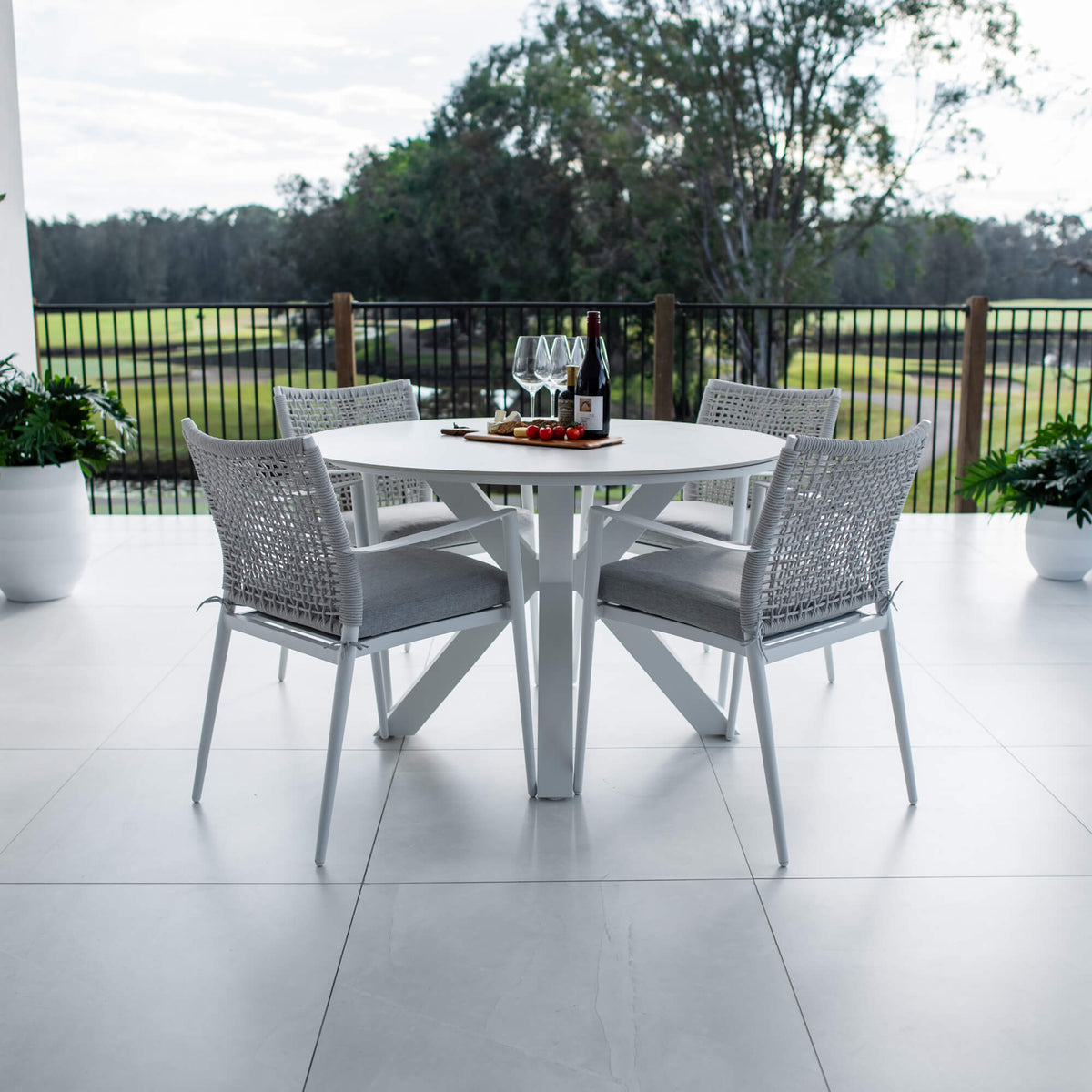 Vienna Rope Malibu Round - 5pce (120x120) - Outdoor Dining Set