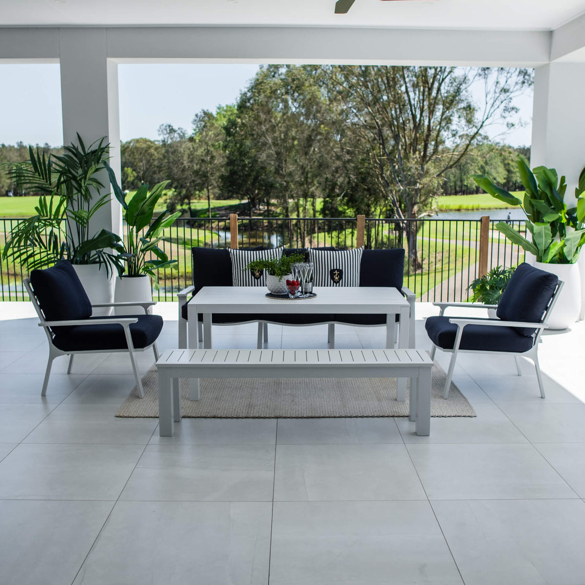 Bermuda 3 Low Dining - 5pce - Outdoor Lounge Setting