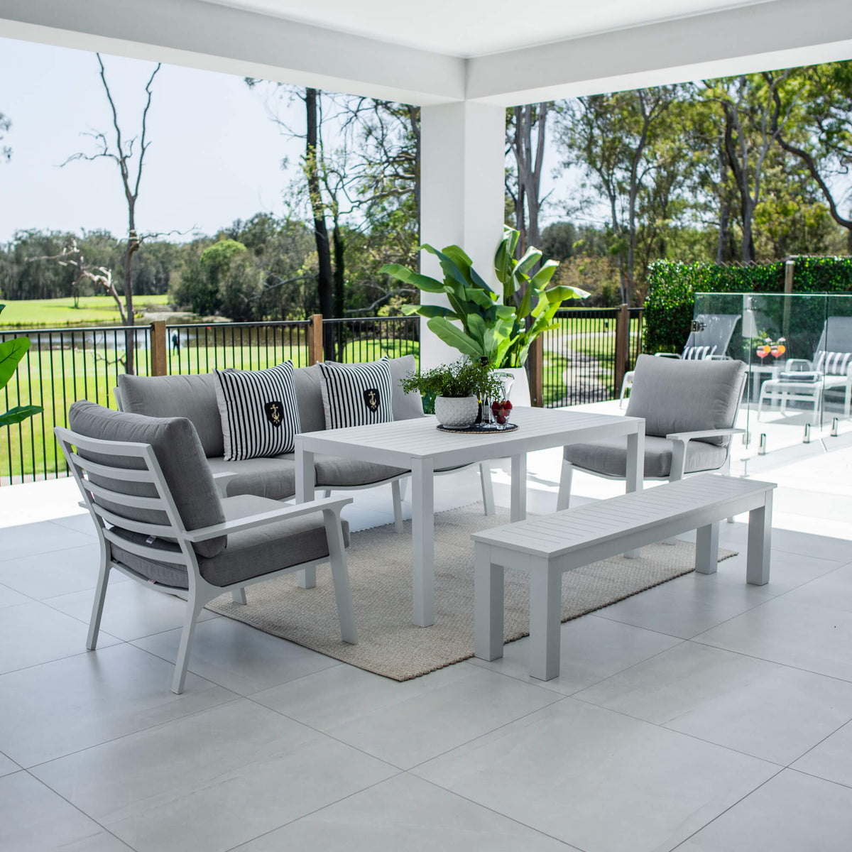 Bermuda 3 Low Dining - 5pce - Outdoor Lounge Setting