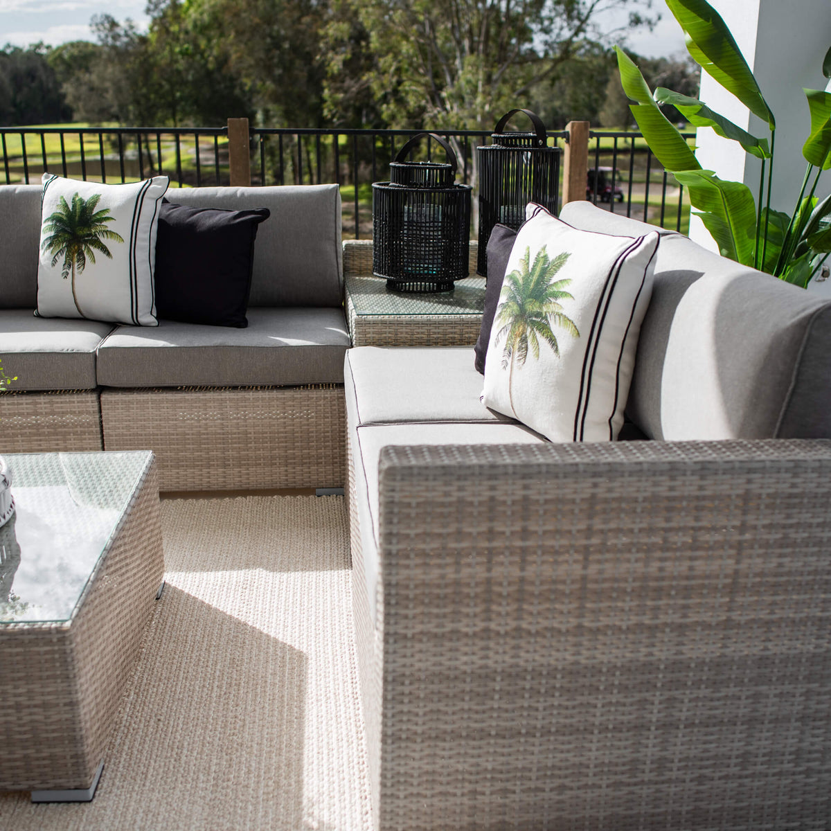 Cuban Modular - 6pce - Bone Outdoor Lounge Setting