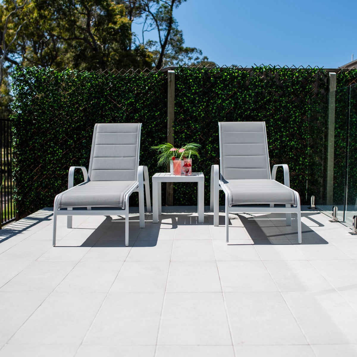 Leona Slat - 3pce - Outdoor Sun Lounge