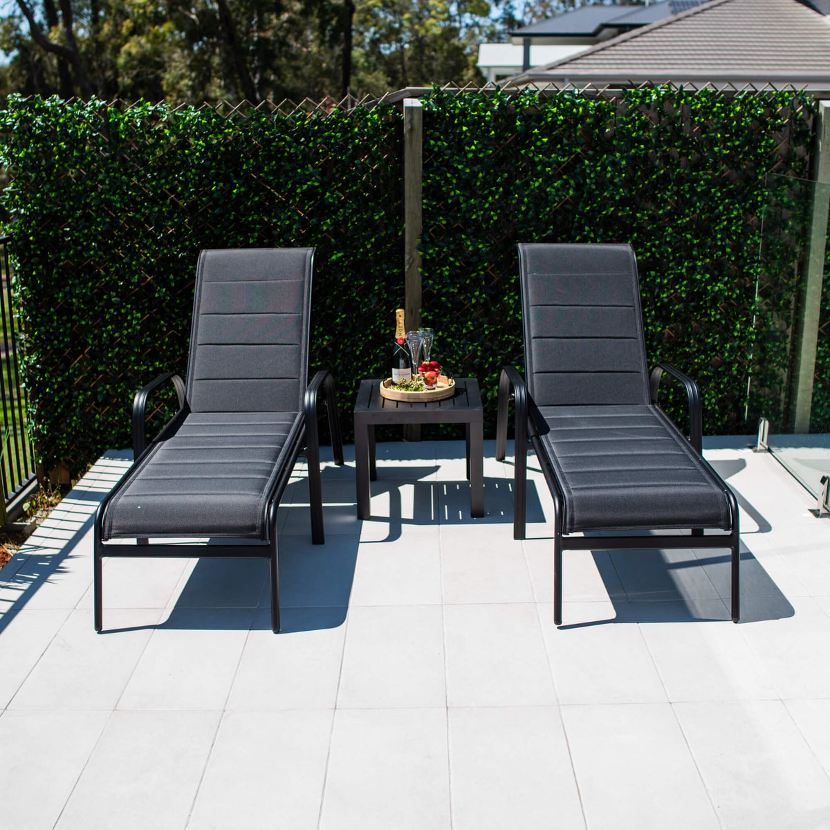 Leona Slat - 3pce - Outdoor Sun Lounge