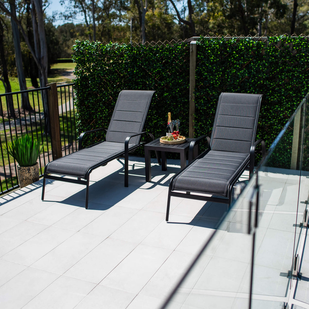 Leona Slat - 3pce - Outdoor Sun Lounge