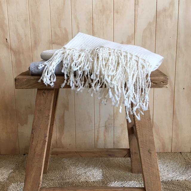 Throw - Linen Cotton Waffle Weave (Ivory)