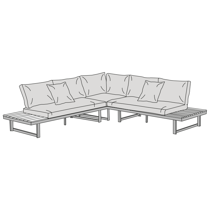 Odie Home Premium Corner Lounge Cover - Grey