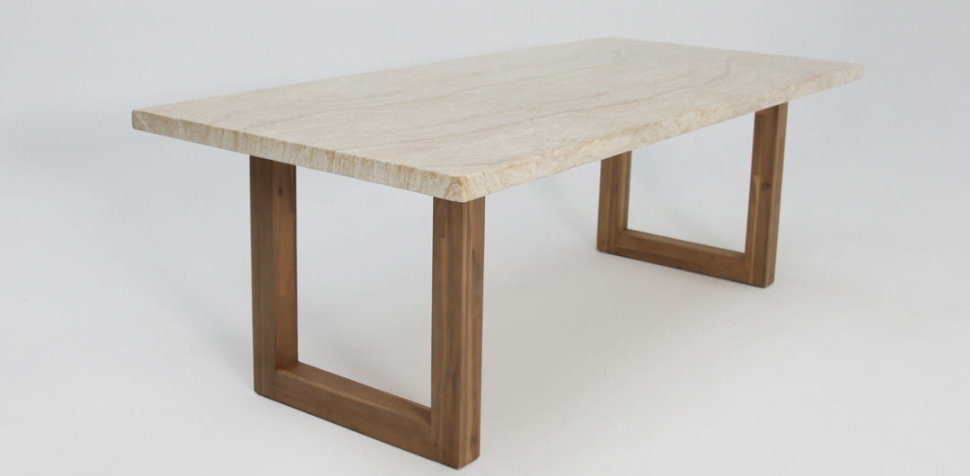 Veltis Albenga 7pc Travertine Dining Setting