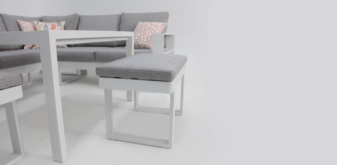 Hayman Corner Lounge Setting with Footstools - White
