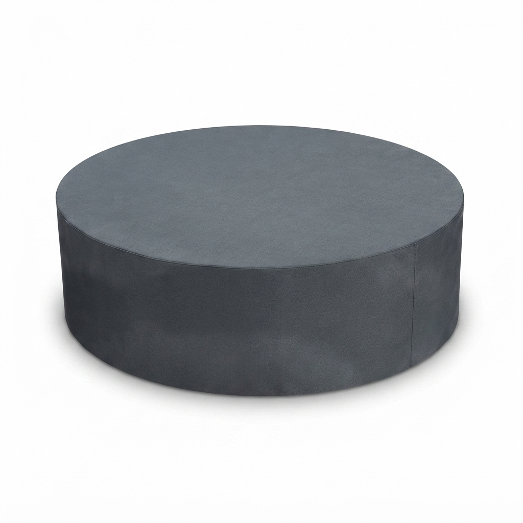 Round outdoor table cover: the grey Cover 9pc Round Setting over a round table and chairs