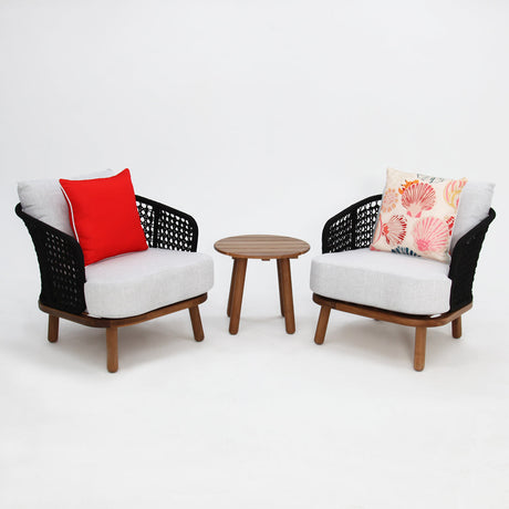 Compact three-piece balcony setting with two chairs and a small table