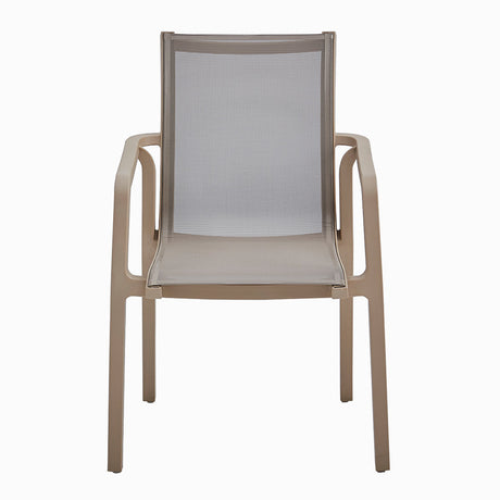 Rope and aluminium outdoor dining chair in taupe