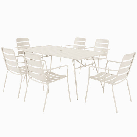 Lennox seven piece outdoor dining setting in cream
