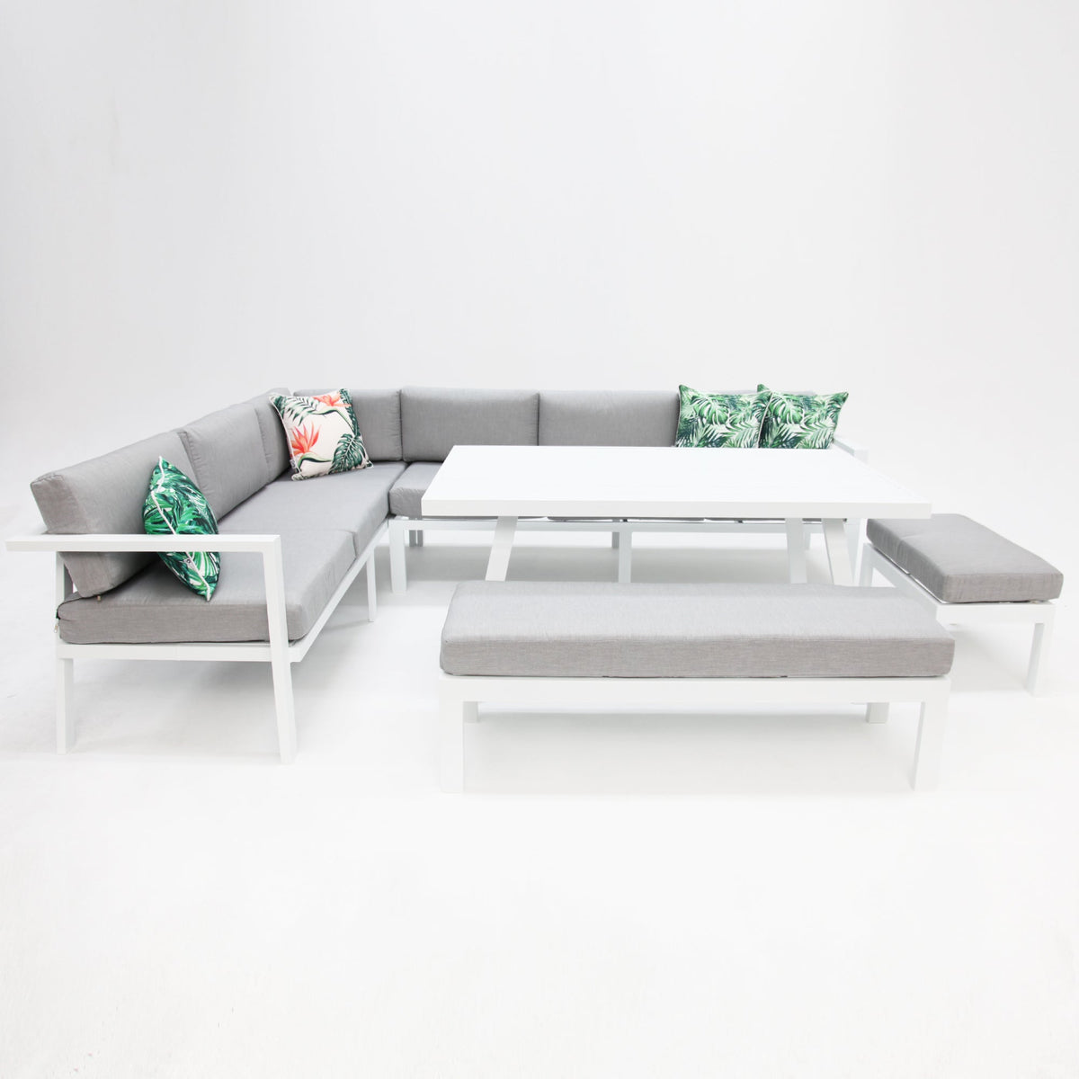 San Antonio white outdoor corner lounge setting