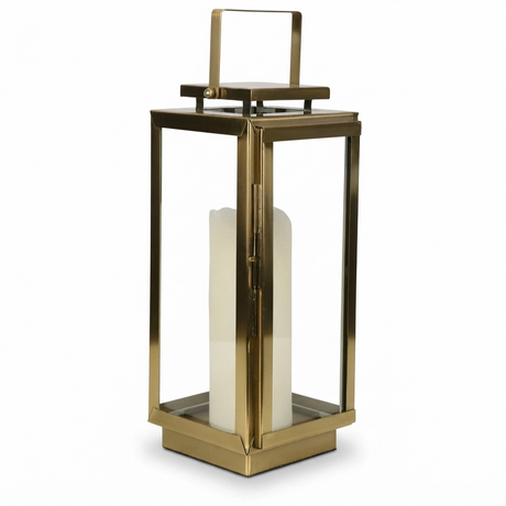 Amalfi Gold Hurricane Lantern Large — studio view
