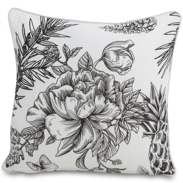Tropical Black 45x45cm Outdoor Cushion — studio view