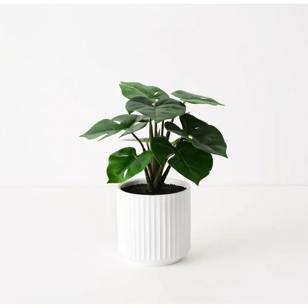 Monstera Plant in Pot - Artificial Plant (25cm H) — studio view