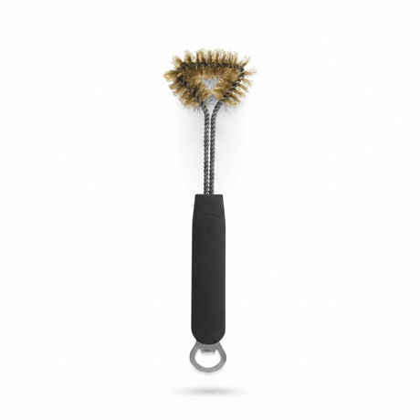 Three Sided Grill Brush with Bottle Opener — studio view