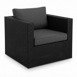 Moto Black Wicker Armchair — studio view