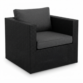 Moto Black Wicker Armchair — studio view