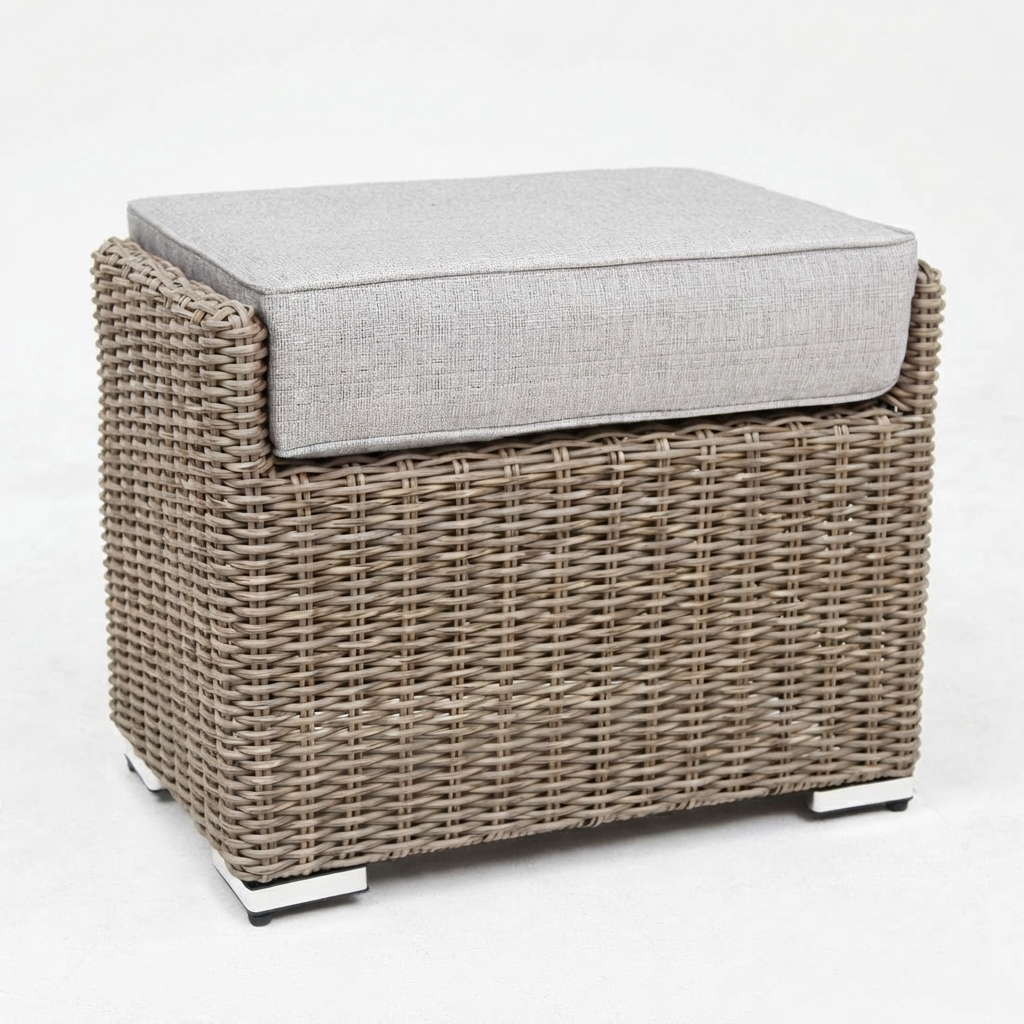 Amani Footstool - Driftwood Stone — studio view