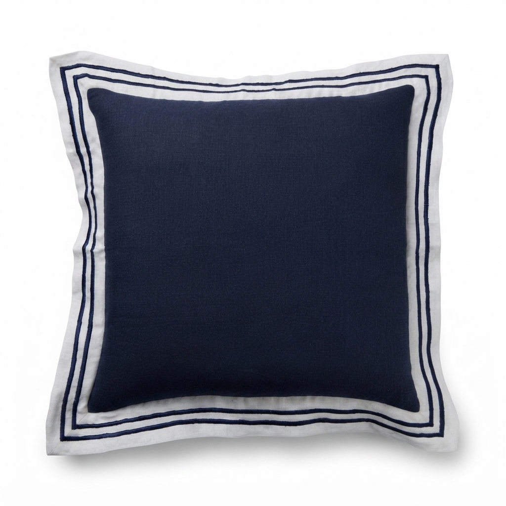 Linen Navy Milano - Indoor Cushion (50 x 50) — studio view