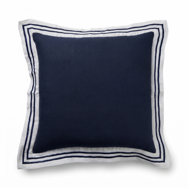 Linen Navy Milano - Indoor Cushion (50 x 50) — studio view