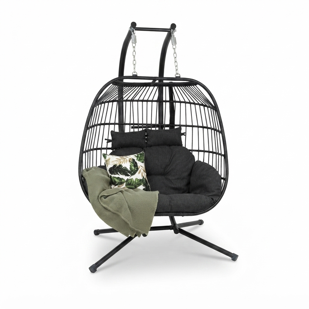 Snug Steel Hanging Chair - Black — studio view
