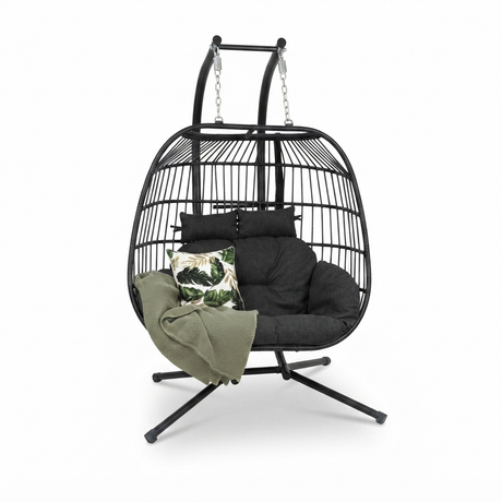 Snug Steel Hanging Chair - Black — studio view