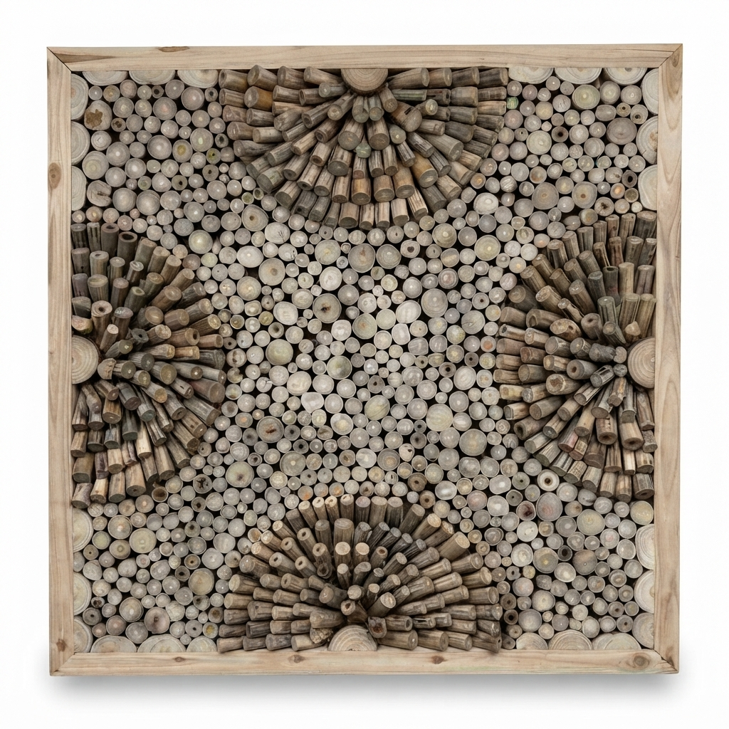 Teak Wall Art Square - Tanaman — studio view