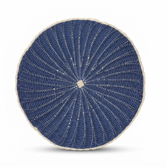 Clark Rattan/Paper Placemat 38cm Navy — studio view