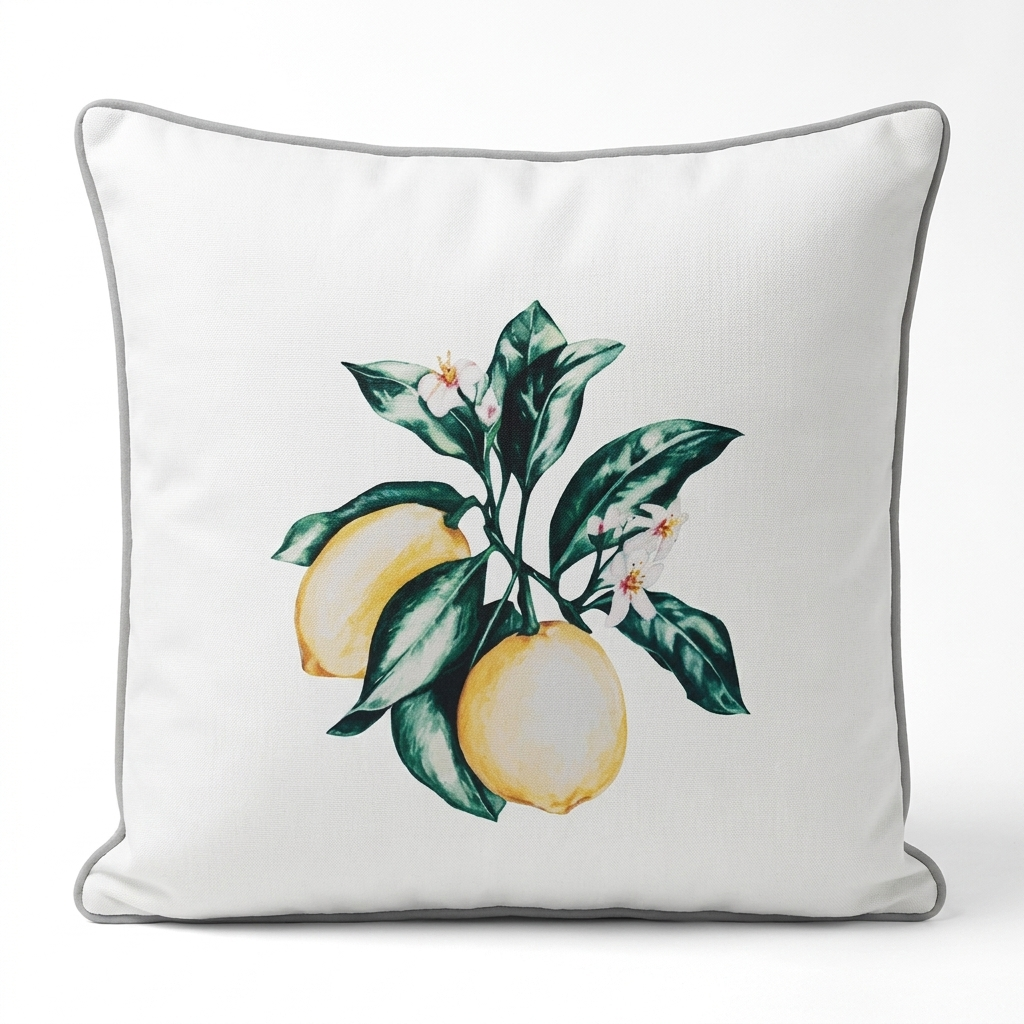 Citrus White 45x45cm Outdoor Cushion — studio view