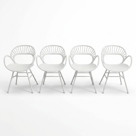 Fantail Dining Chair 4pc - White — studio view