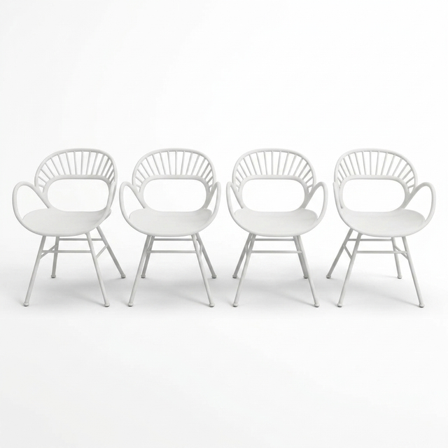 Fantail Dining Chair 4pc - White — studio view