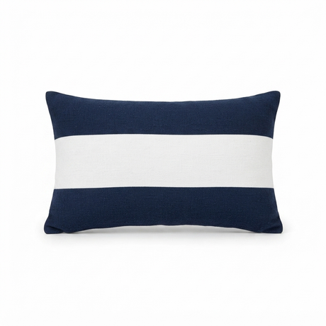 Linen  Stripe Navy - Indoor Cushion (30 x 50) — studio view