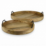 Erik Wood Tray w/Metal Handles — studio view