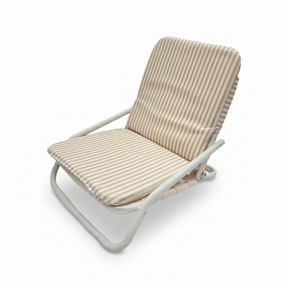 Banana Yellow and White Stripe Beach Chair — studio view