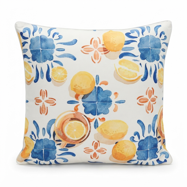 Citrus Splash 45x45 Outdoor Cushion — studio view