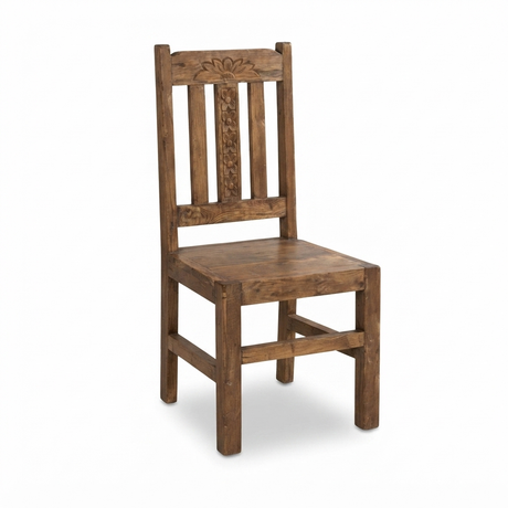 Teak Carved Side Chair — studio view
