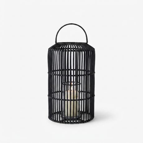 Toby Cylinder Lantern Black Medium — studio view