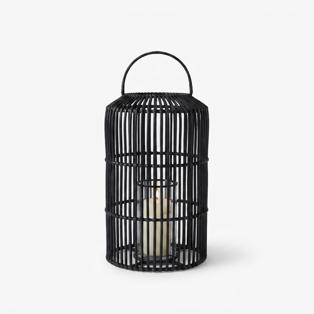 Toby Cylinder Lantern Black Medium — studio view