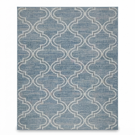 Jinju Blue Trellis Polypropylene - Outdoor Rug — studio view