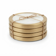 Circa S/4 Marble Brass Coasters 10cm White — studio view