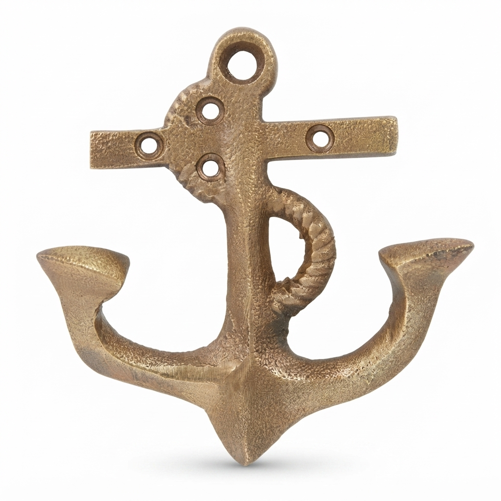 Anchor Brass Wall Hook (11 x 11cm) — studio view