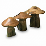 Teak Mushroom Sculpture — studio view