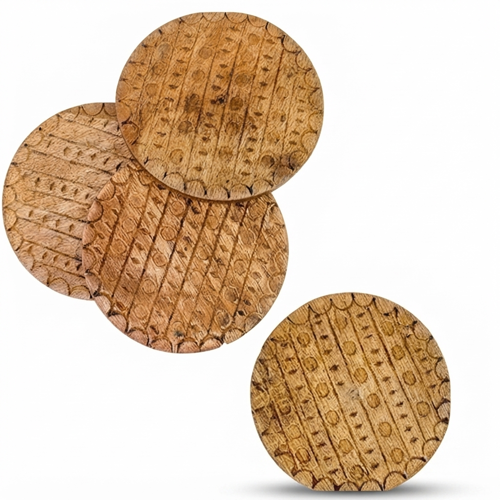 Set/4 MWood Coasters — studio view